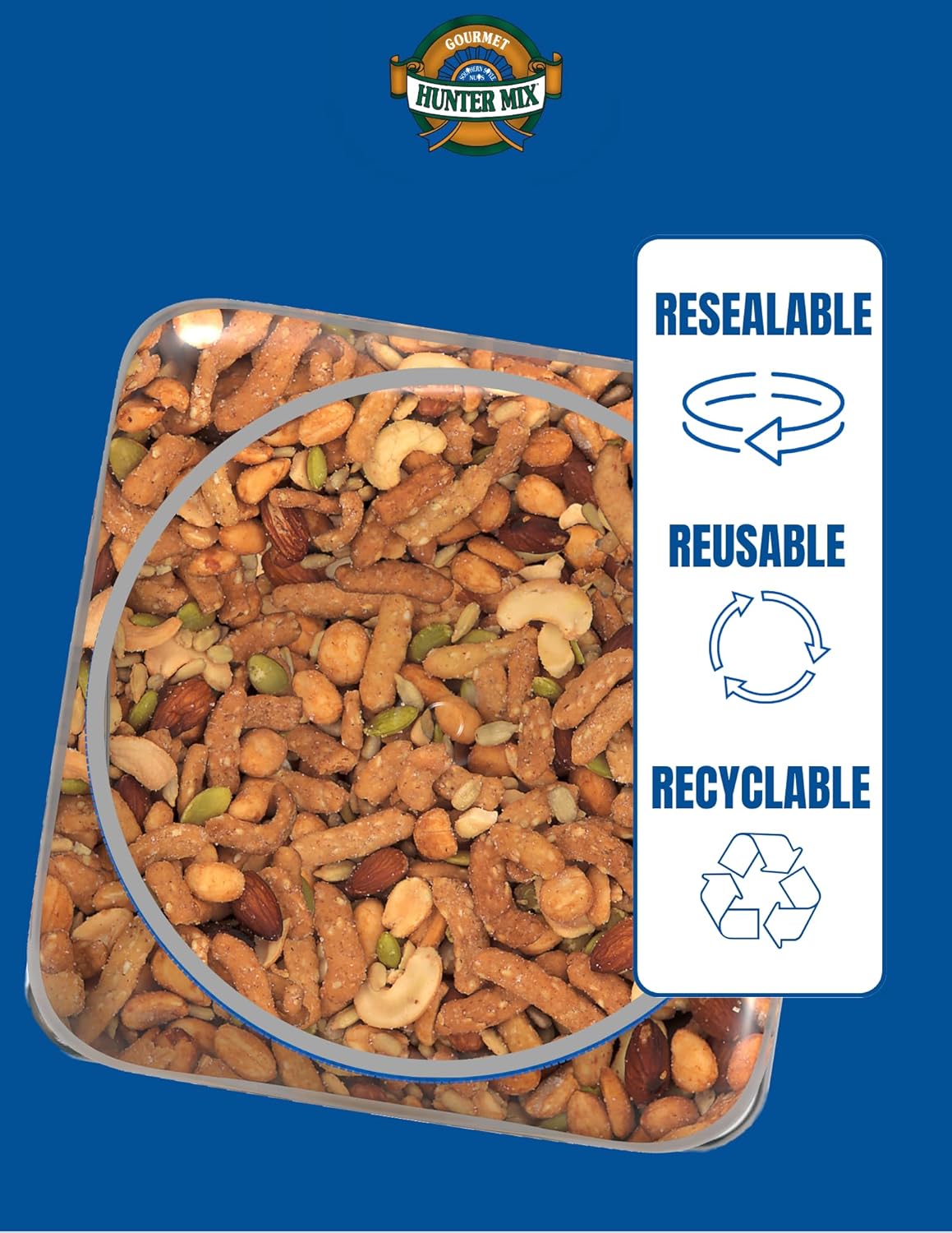 Southern Style Nuts Honey Roasted Hunter Mix, 23 Ounces, Sesame Sticks, Peanuts, Sunflower Kernels, Almonds, Cashews, and Pepitas