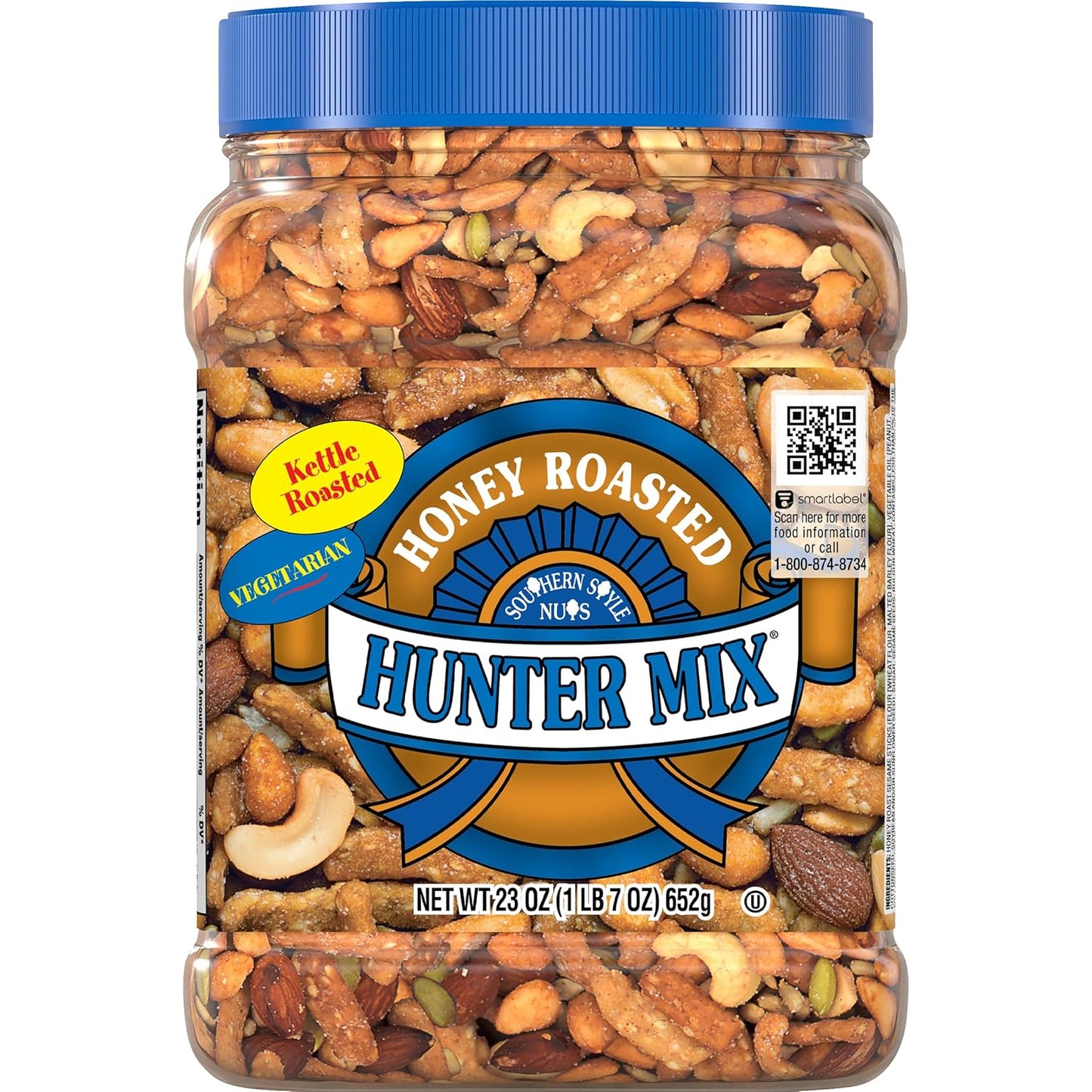 Southern Style Nuts Honey Roasted Hunter Mix, 23 Ounces, Sesame Sticks, Peanuts, Sunflower Kernels, Almonds, Cashews, and Pepitas