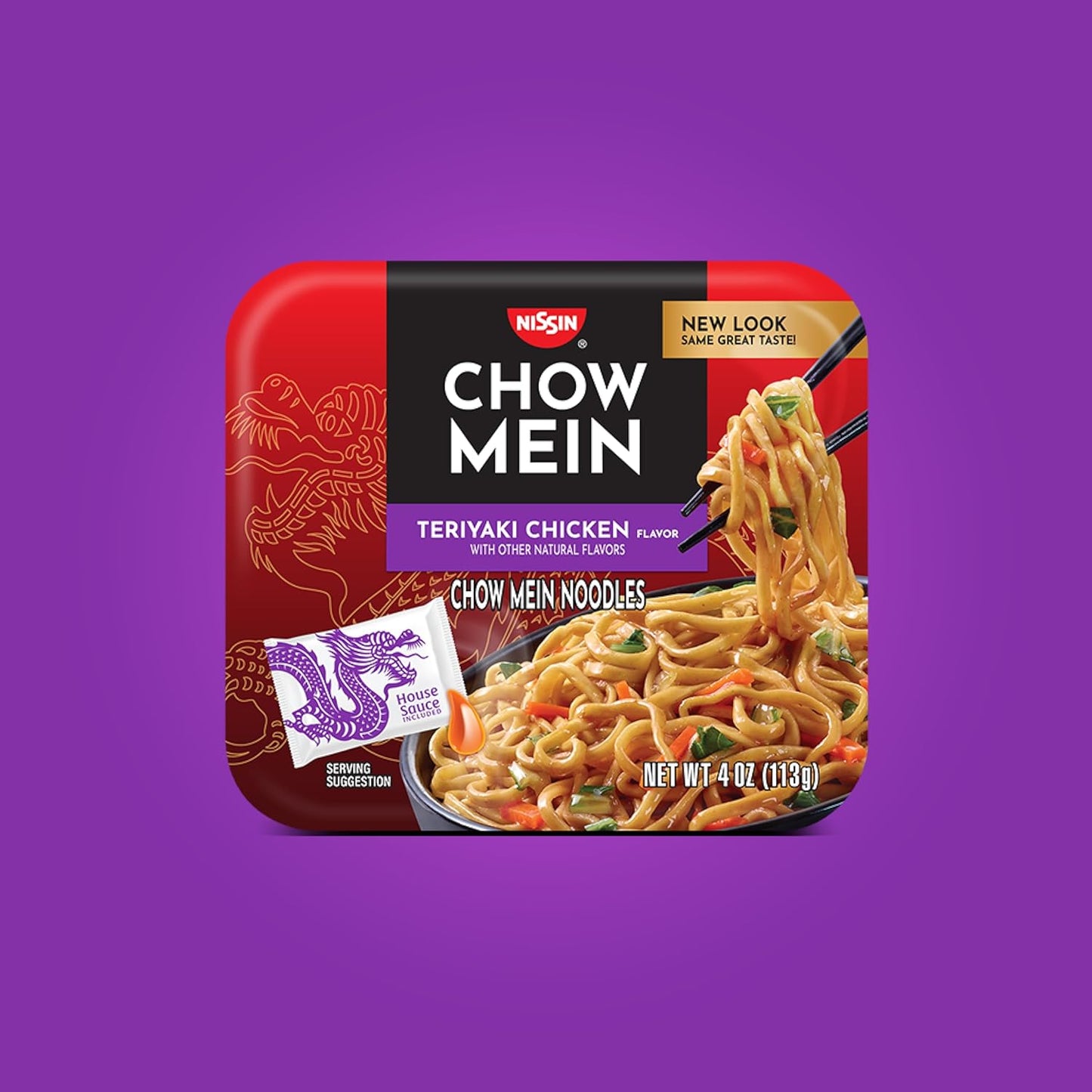 Nissin Chow Mein Teriyaki, Chicken, 4 Ounce (Pack of 8)