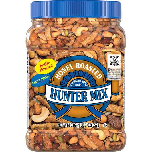 Southern Style Nuts Honey Roasted Hunter Mix, 23 Ounces, Sesame Sticks, Peanuts, Sunflower Kernels, Almonds, Cashews, and Pepitas